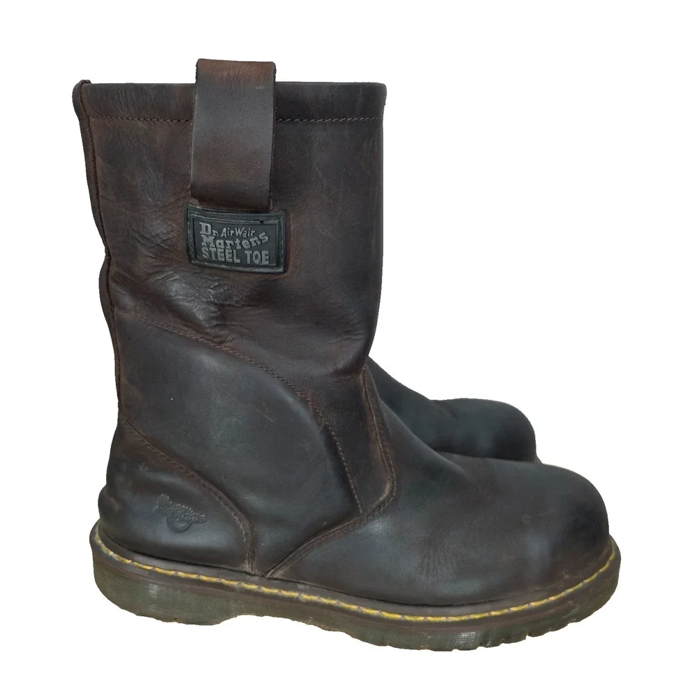 Dr. Martens Work Boots Mens 13 M Brown Leather Steel Toe Safety Icon Industrial